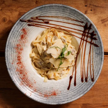 Dolce Blush steak tagliatelle with Parmesan at Dolce & Blush Blackpool